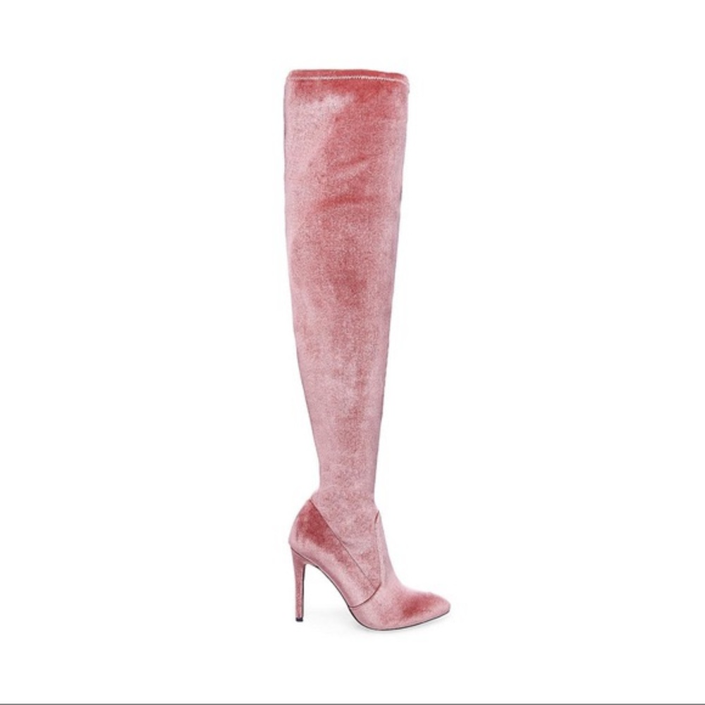 Steve Madden “Kristof” Velvet Pink Over the Knee Boot